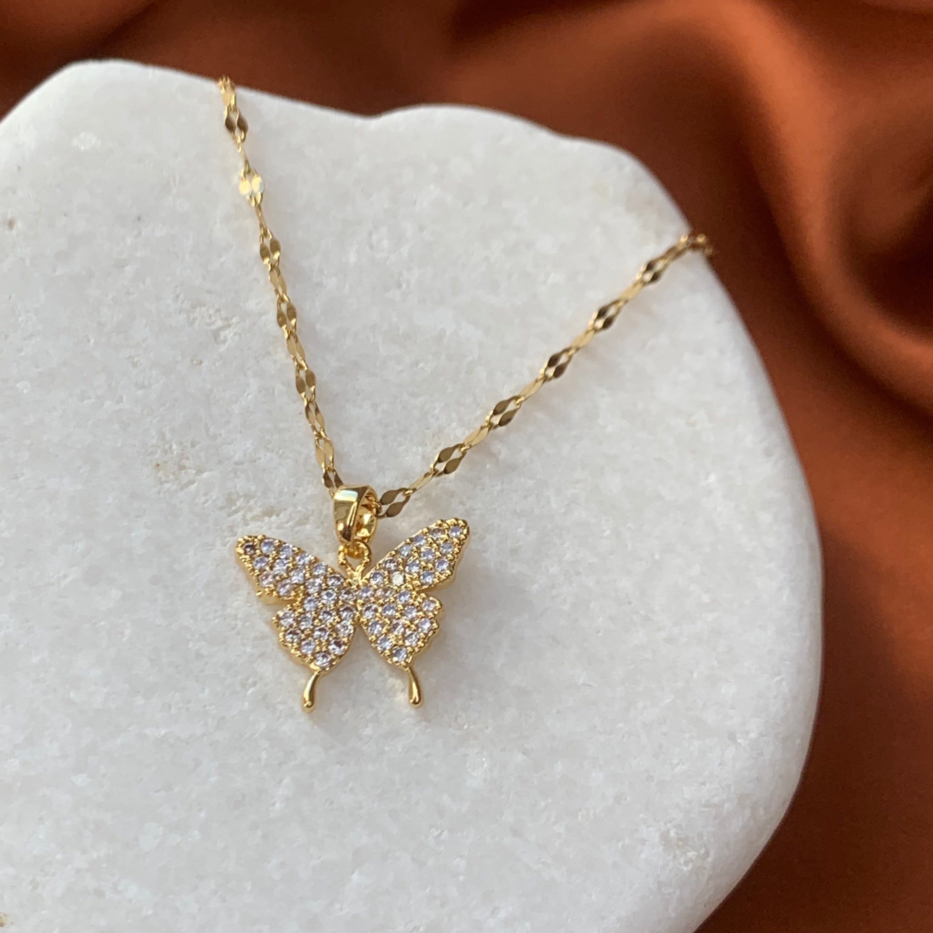 Flying Butterfly Diamond Pendant In Pure Gold By Dhanji Jewels